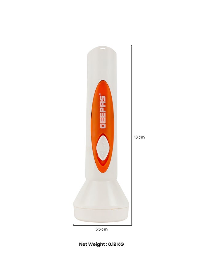 GEEPAS - LED Torch - Rechargeable LED Flashlight - Super Bright 1x3W Hi-Power LED Torch Light - Pocket Size Handheld Emergency Torch - Powerful Torch White/Orange - Image 1