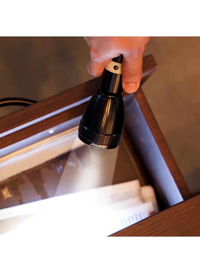 GEEPAS Rechargeable LED Flashlight (Torch Light) with Aircraft Grade Aluminum Body, Hyper Bright Cool Bright Microchip LED, High Power Long Distance Torch, Night Glow Rubber Ring Black 49x49x360mm - Image 3