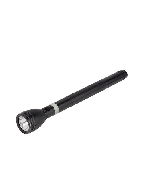 Rechargeable LED Flashlight (Torch Light) with Aircraft Grade Aluminum Body, Hyper Bright Cool Bright Microchip LED, High Power Long Distance Torch, Night Glow Rubber Ring Black 49x49x360mm