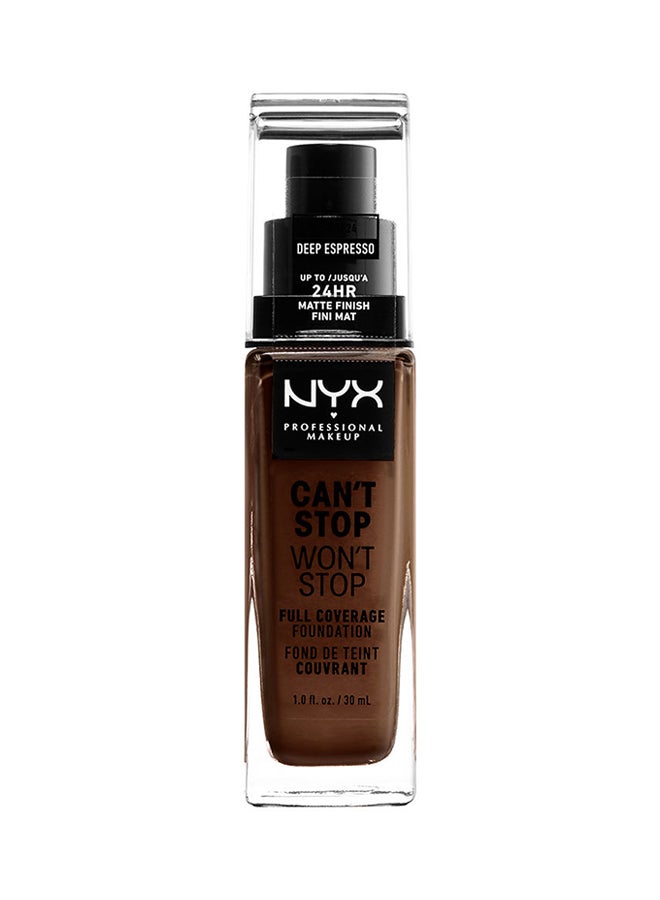 NYX PROFESSIONAL MAKEUP Can't Stop Won't Stop Full Coverage Foundation Deep Espresso  - Image 1