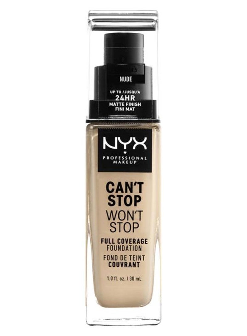 NYX PROFESSIONAL MAKEUP Can't Stop Won't Stop Full Coverage Foundation Nude Nude - Image 1