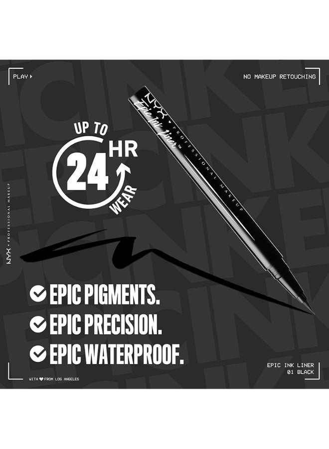 NYX PROFESSIONAL MAKEUP Epic Ink Liner, Waterproof Liquid Eyeliner, Vegan Formula Black - Image 4