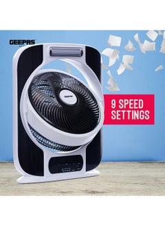 12'' Rechargeable Box Fan | 40 hours working | 16 Pcs Hi-Power SMD LED Light, Up/Down Tilting, 9 Speed Options, LCD Display, Solar panel Input - USB Fan for Office, Home & Travel Use GF989 Black & White - pnsku/N17964524A/45/_/1719214566/516a711e-b74f-455b-ad4b-4aabe2e2c153