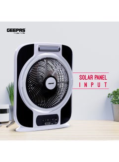 12'' Rechargeable Box Fan | 40 hours working | 16 Pcs Hi-Power SMD LED Light, Up/Down Tilting, 9 Speed Options, LCD Display, Solar panel Input - USB Fan for Office, Home & Travel Use GF989 Black & White - pnsku/N17964524A/45/_/1719214567/346c2b1d-1bab-48c9-9684-1d67d11133e5