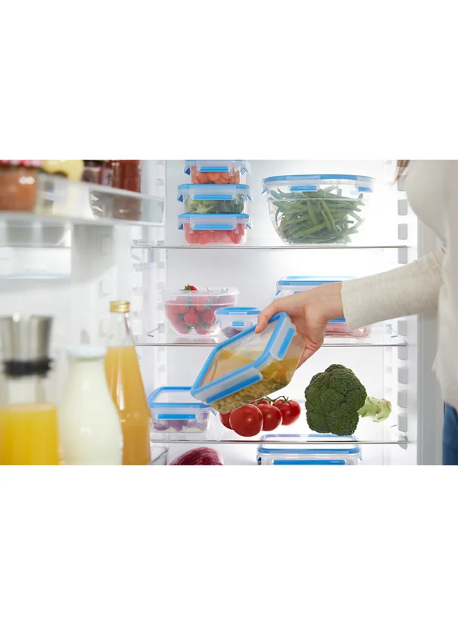 Tefal TEFAL  Fresh Box Plastic Container |Masterseal 0.8 L | Rectangular Food Container | Leak-Proof | Microwave-Safe |  BPA-Free | Dishwasher-Safe | Frost-Resistant | Blue | 2 Years Warranty | K3021812 Clear/Blue 0.8Liters