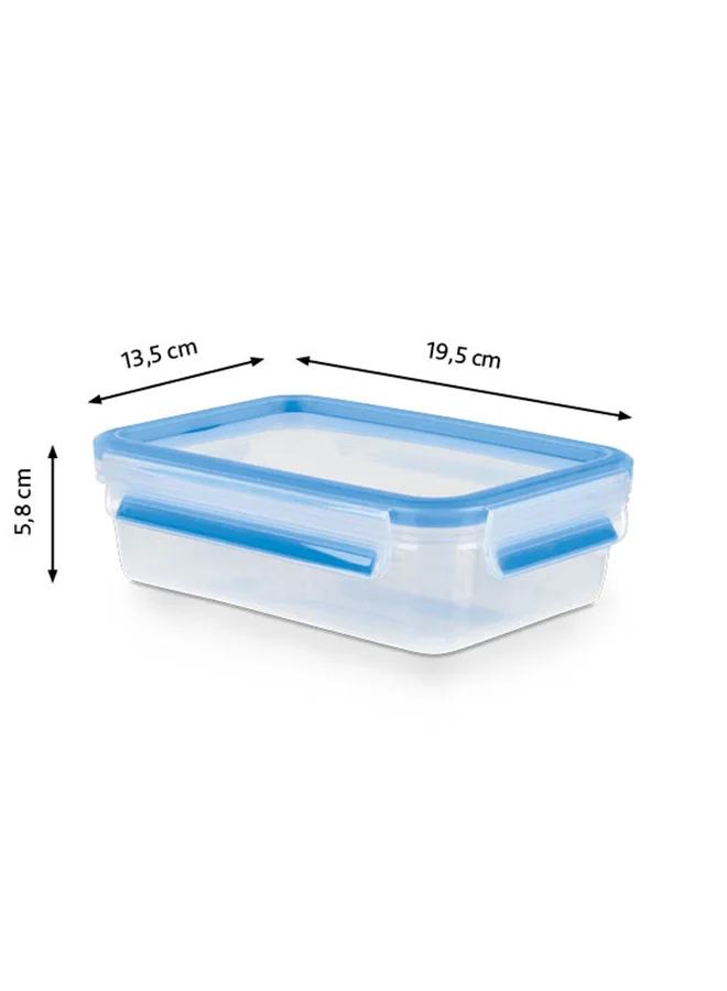 Tefal TEFAL  Fresh Box Plastic Container |Masterseal 0.8 L | Rectangular Food Container | Leak-Proof | Microwave-Safe |  BPA-Free | Dishwasher-Safe | Frost-Resistant | Blue | 2 Years Warranty | K3021812 Clear/Blue 0.8Liters