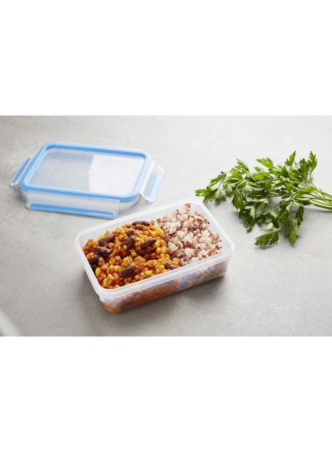 Tefal - TEFAL  Fresh Box Plastic Container |Masterseal 1.0 L | Rectangular Food Storage Container | Leak-Proof |Microwave-Safe |BPA-Free |Dishwasher-Safe | Frost-Resistant | Blue | 2 Years Warranty | K3021212 Clear/Blue 1Liters - Image 1