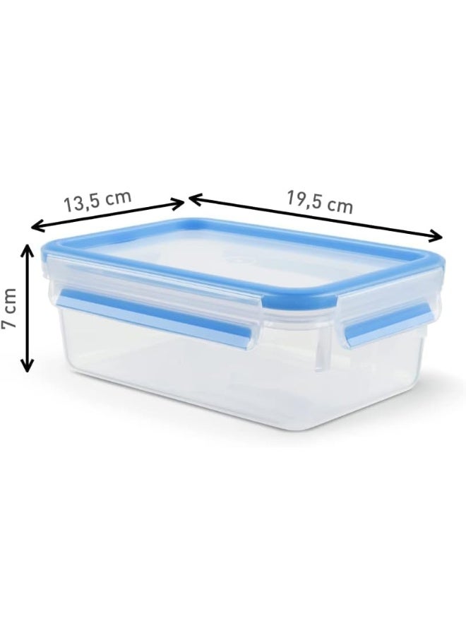تيفال TEFAL حاوية طعام بلاستيكية Fresh Box | Masterseal 1.0 لتر | حاوية طعام مستطيلة | مانعة للتسرب | آمنة للاستخدام في الميكروويف | خالية من BPA | قابلة للغسل في غسالة الأطباق | مقاومة للصقيع | أزرق | ضمان لمدة سنتين | K3021212 شفاف/أزرق 1لترات  - Image 4