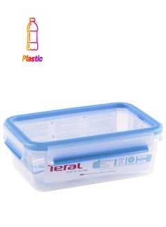 TEFAL  Fresh Box Plastic Container |Masterseal 1.0 L | Rectangular Food Storage Container | Leak-Proof |Microwave-Safe |BPA-Free |Dishwasher-Safe | Frost-Resistant | Blue | 2 Years Warranty | K3021212 Clear/Blue 1Liters