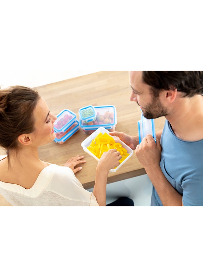 Tefal - TEFAL  Fresh Box Plastic Container |Masterseal 1.2 L | Rectangular Food Container | Leak-Proof | Microwave-Safe | BPA-Free | Dishwasher-Safe | Frost-Resistant | Blue | 2 Years Warranty | K3021412 Clear/Blue 1.2Liters - Image 1