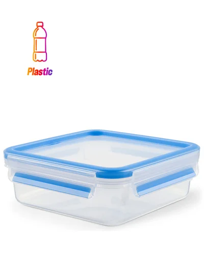 Tefal TEFAL Food Container | Masterseal Fresh 0.85 L | Square Food Storage Container | Leak-Proof | Microwave-Safe| BPA-Free | Dishwasher-Safe | Frost-Resistant | Blue | 2 Years Warranty | K3022112 Clear/Blue 0.85Liters