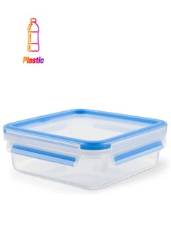 TEFAL Food Container | Masterseal Fresh 0.85 L | Square Food Storage Container | Leak-Proof | Microwave-Safe| BPA-Free | Dishwasher-Safe | Frost-Resistant | Blue | 2 Years Warranty | K3022112 Clear/Blue 0.85Liters