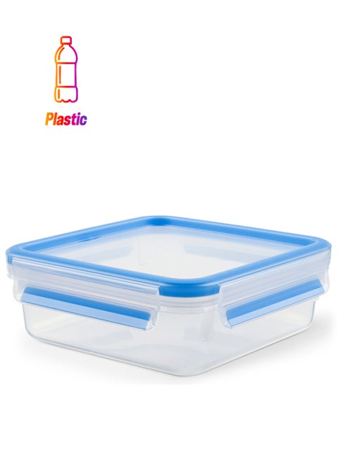 TEFAL Food Container | Masterseal Fresh 0.85 L | Square Food Storage Container | Leak-Proof | Microwave-Safe| BPA-Free | Dishwasher-Safe | Frost-Resistant | Blue | 2 Years Warranty | K3022112 Clear/Blue 0.85Liters