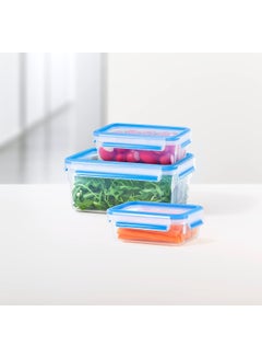 Tefal Food Container | Masterseal Fresh 3 Pcs Set | 0.55+1+2.30 L | Rectangular Food Container | Leak-Proof |Microwave-Safe | Bpa-Free | Dishwasher-Safe | Frost-Resistant | 2 Years Warranty | K3028912 Clear/Blue 550mlx1x2.20 litersLiters  - Image 2