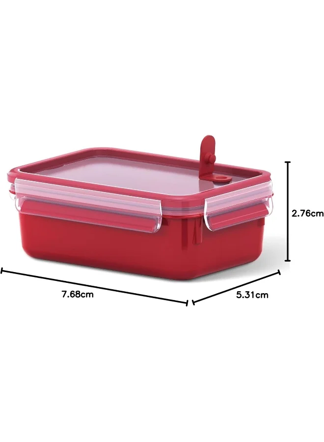Tefal TEFAL Master Seal Micro Box Plastic Container | 1.0 L |  Rectangular All-in-One Food Storage Container | Leak-Proof | Oven-Safe | Hygienic | Dishwasher-Safe | Red | 2 Years Warranty | K3102212 Red/Clear 1Liters