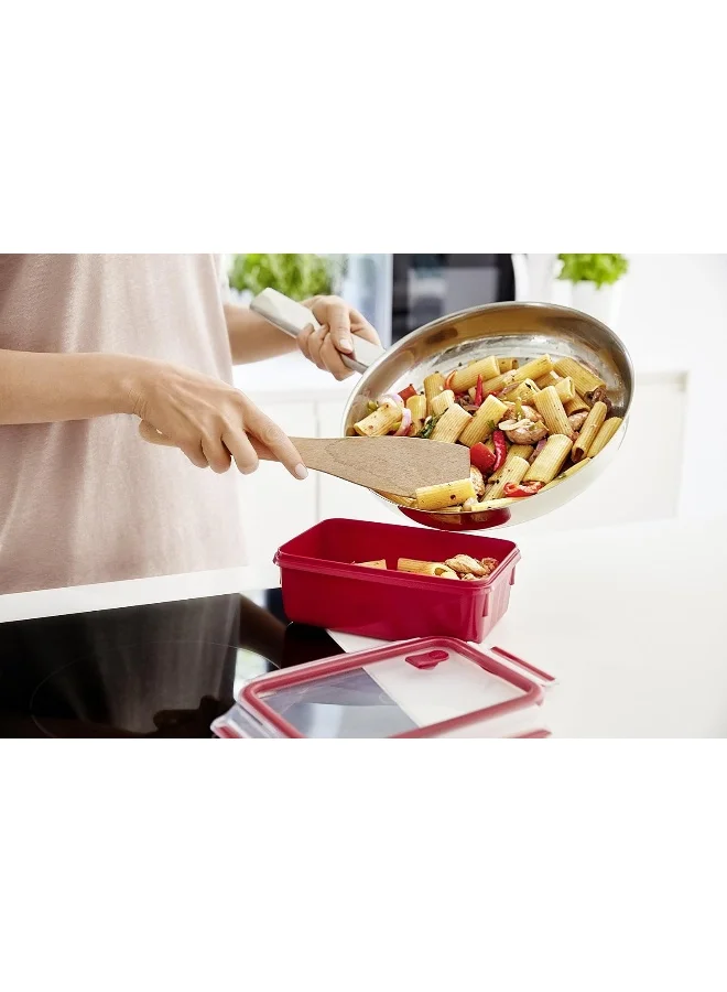 Tefal TEFAL Master Seal Micro Box Plastic Container | 1.0 L |  Rectangular All-in-One Food Storage Container | Leak-Proof | Oven-Safe | Hygienic | Dishwasher-Safe | Red | 2 Years Warranty | K3102212 Red/Clear 1Liters