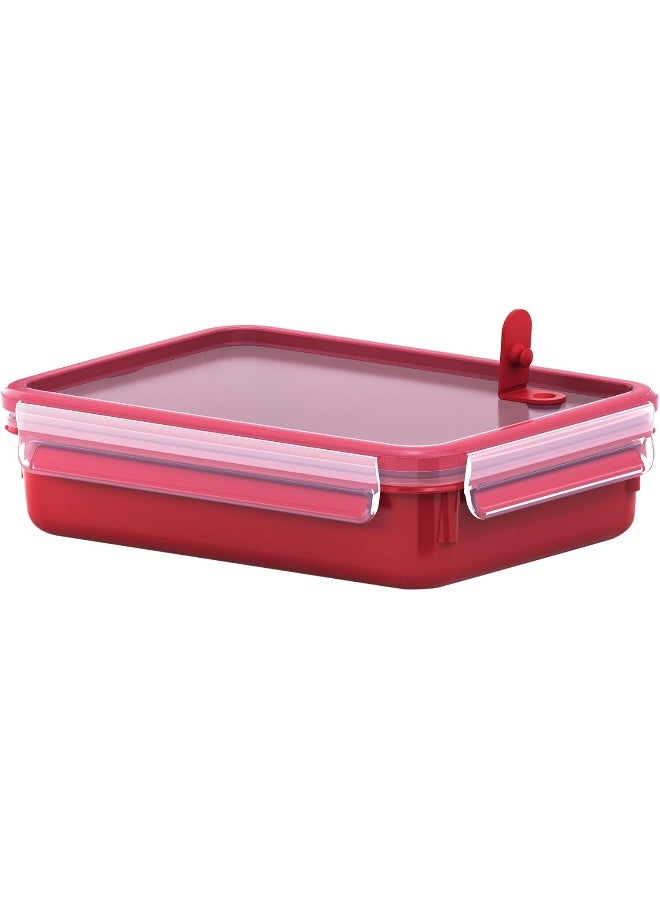 Tefal - TEFAL Master Seal Micro Box Plastic Container | 1.2 L |  Rectangular All-in-One Food Storage Container | Leak-Proof | Oven-Safe | Hygienic | Dishwasher-Safe | Red | 2 Years Warranty | K3102512 Red/Clear 1.2Liters - Image 1