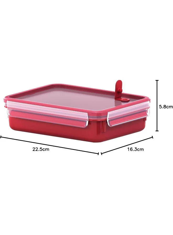Tefal TEFAL Master Seal Micro Box Plastic Container | 1.2 L |  Rectangular All-in-One Food Storage Container | Leak-Proof | Oven-Safe | Hygienic | Dishwasher-Safe | Red | 2 Years Warranty | K3102512 Red/Clear 1.2Liters