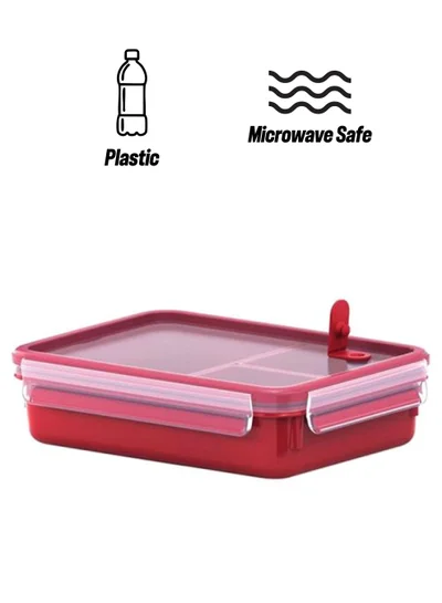 Tefal TEFAL Master Seal Micro Box Plastic Container | 1.2 L |  Rectangular All-in-One Food Storage Container | Leak-Proof | Oven-Safe | Hygienic | Dishwasher-Safe | Red | 2 Years Warranty | K3102412 Red/Clear 1.2Liters