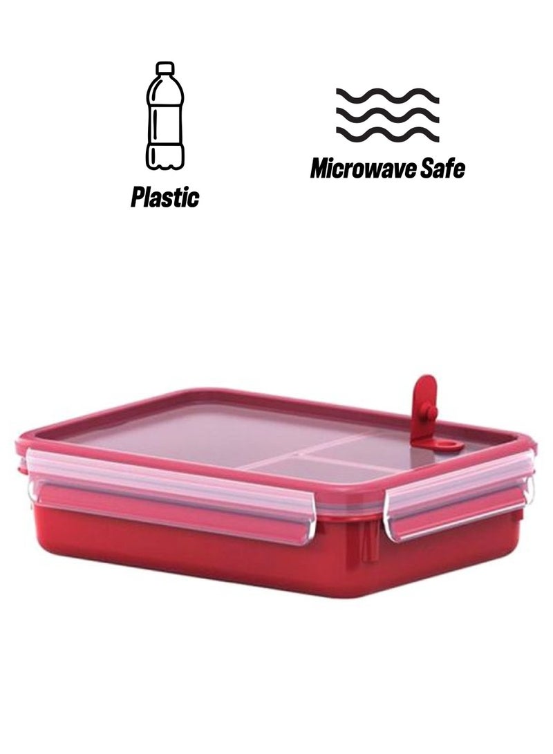 Tefal TEFAL Master Seal Micro Box Plastic Container | 1.2 L |  Rectangular All-in-One Food Storage Container | Leak-Proof | Oven-Safe | Hygienic | Dishwasher-Safe | Red | 2 Years Warranty | K3102412 Red/Clear 1.2Liters  - Image 1