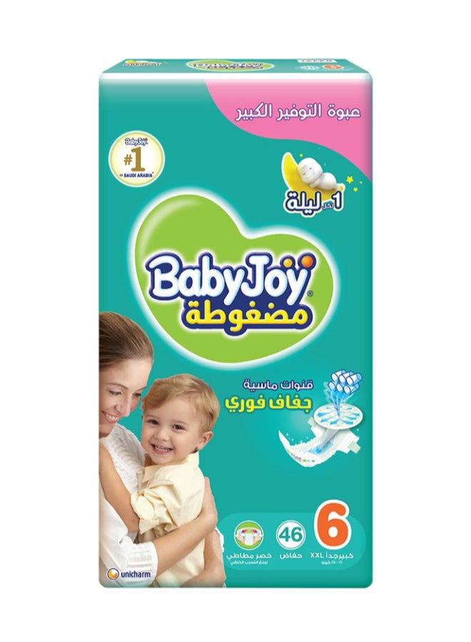 BabyJoy Compressed Diamond Pad Diaper, Size 6, Junior XXL, 16-25 Kg, Giant Pack, 46 Diapers - Image 1