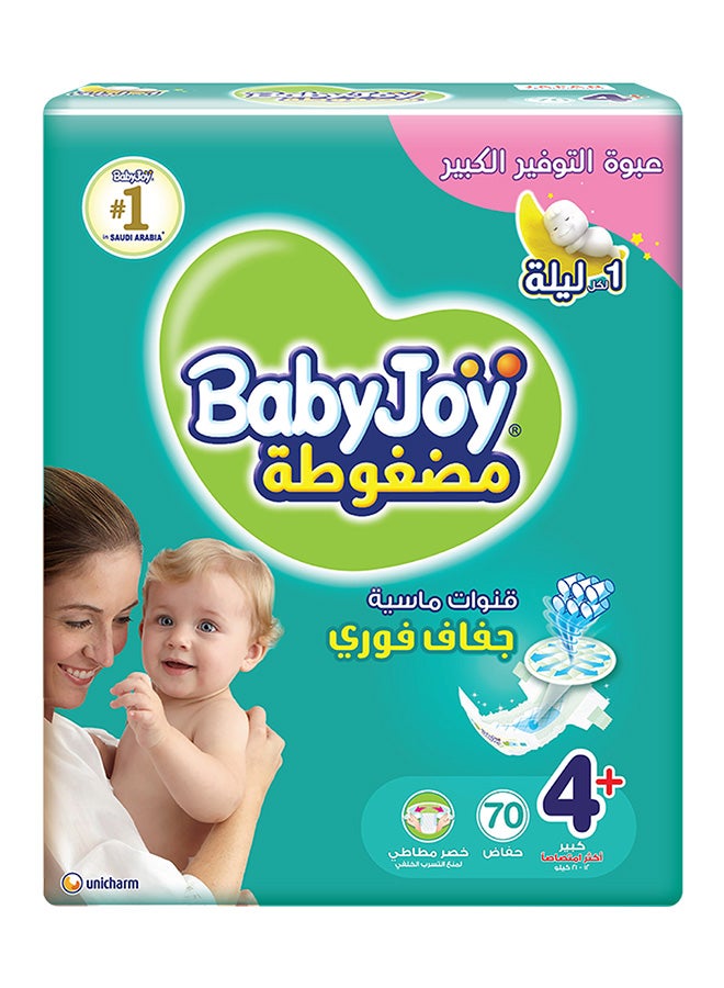 BabyJoy - Compressed Diamond Pad Diaper, Size 4+, Large Plus, 12-21 Kg, Giant Pack, 70 Diapers - Image 1