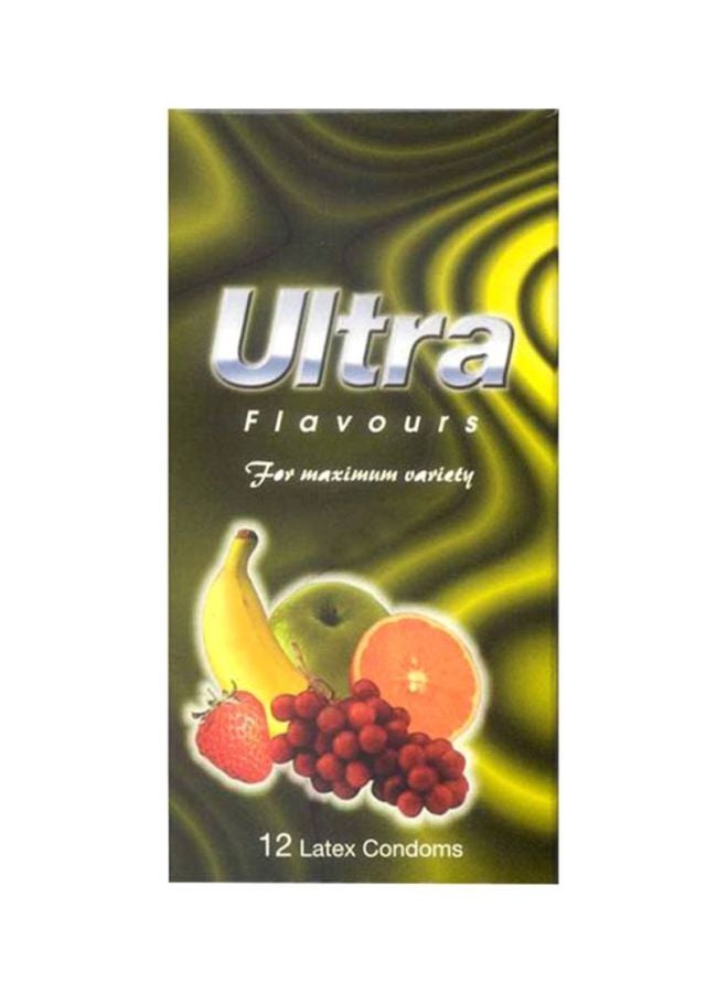 Ultra 12 Piece Mixed Flavours Lubricated Condoms 
