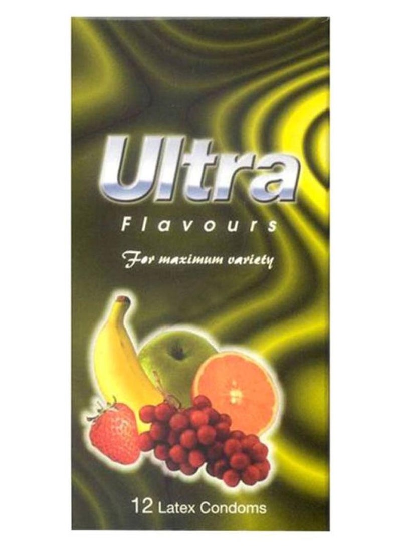 Ultra 12 Piece Mixed Flavours Lubricated Condoms