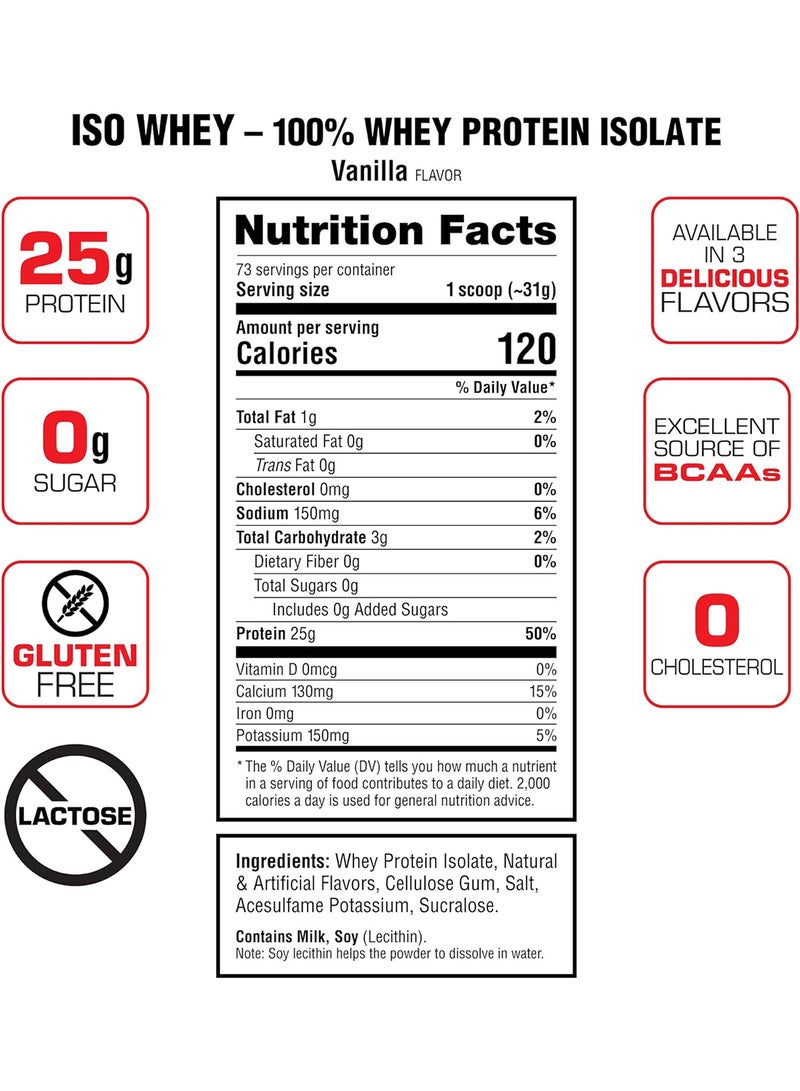 LABRADA Labarda Iso 100% Whey Protein Isolate Vanilla 5lb 25g Protein 2268g - Image 2