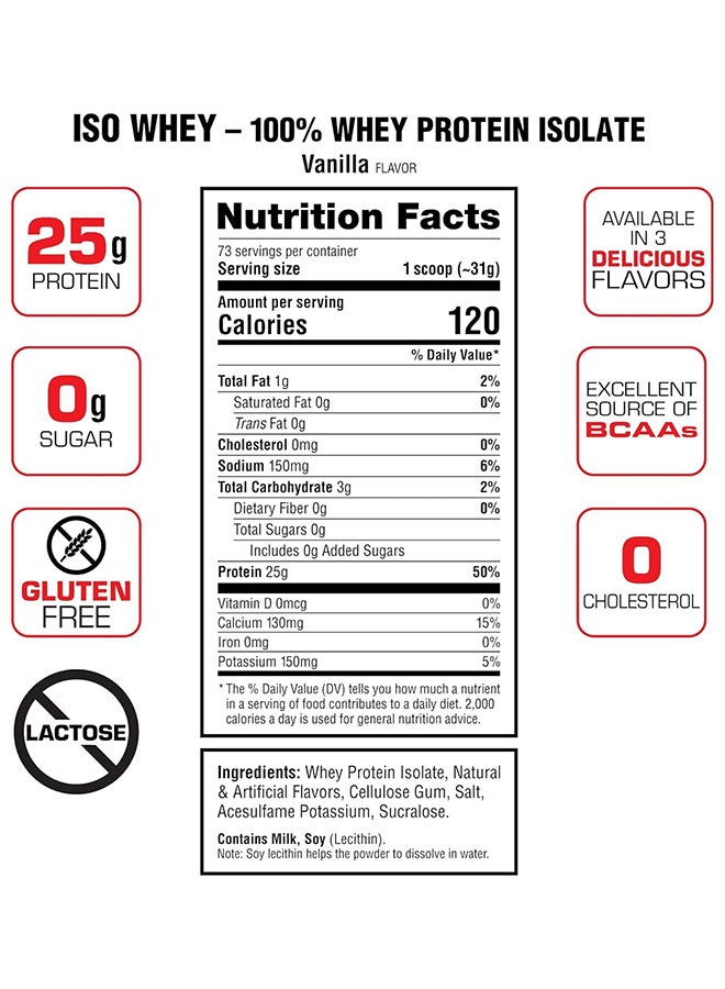 LABRADA Labarda Iso 100% Whey Protein Isolate Vanilla 5lb 25g Protein 2268g - Image 3