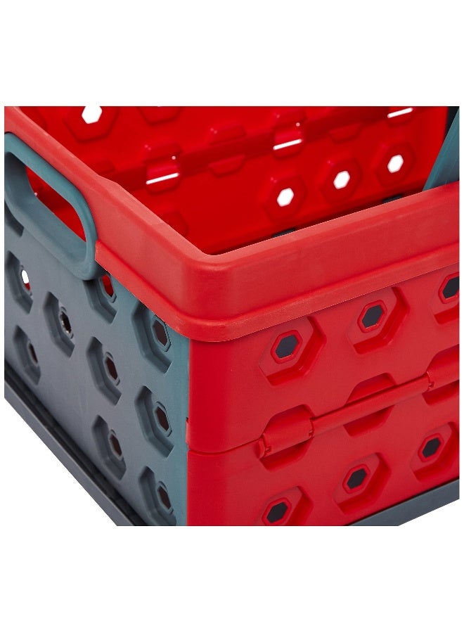 Cosmoplast - Cosmoplast IFCRFL001RD Plastic Foldable Basket, 32 Liters - Red/ Grey - Image 1