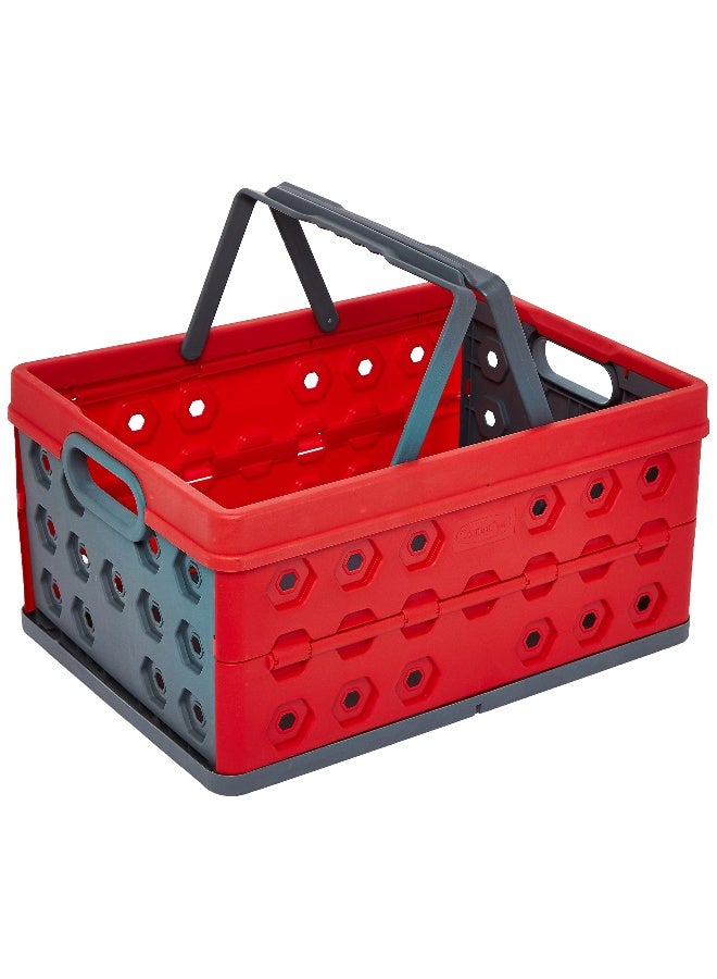 Cosmoplast - Cosmoplast IFCRFL001RD Plastic Foldable Basket, 32 Liters - Red/ Grey - Image 1