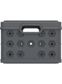 Cosmoplast Foldable Basket Collapsible Storage Crate  Rectangle Plastic Grey 32Liters  - Image 2