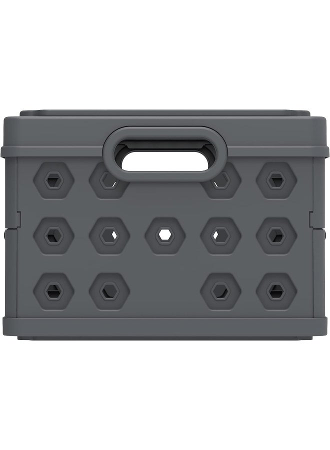 Cosmoplast Foldable Basket Collapsible Storage Crate  Rectangle Plastic Grey 32Liters  - Image 2