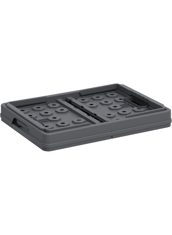 Cosmoplast Foldable Basket Collapsible Storage Crate  Rectangle Plastic Grey 32Liters  - Image 3