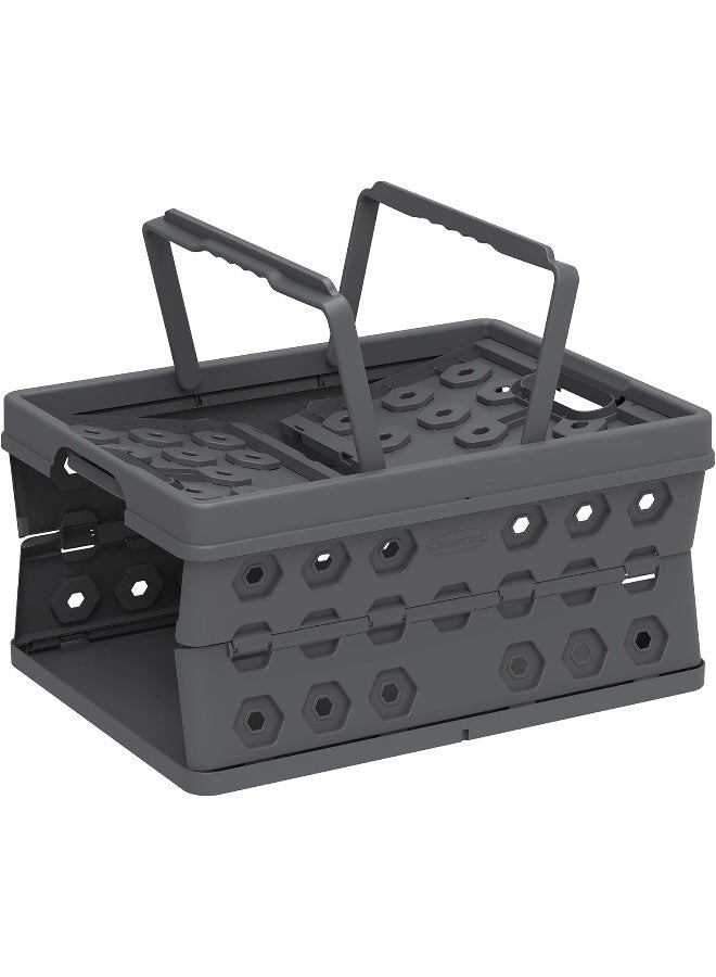 Cosmoplast Foldable Basket Collapsible Storage Crate  Rectangle Plastic Grey 32Liters  - Image 5