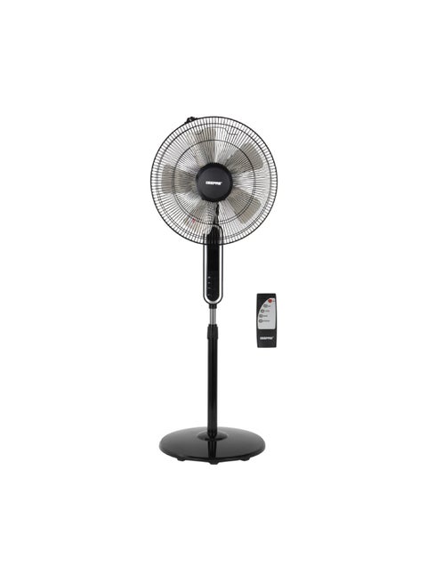 16" Stand Fan with Remote Control |  1250 RPM, Modern Design, Pedestal Fans with Adjustable Oscillation, Efficient 60 W Motor for Better Cooling, Timer, 3 Modes, Natural, Normal and Sleeping| Perfect for Home, Office, Study Room Etc.| 2 Years Warranty 60 W GF21112Y Black