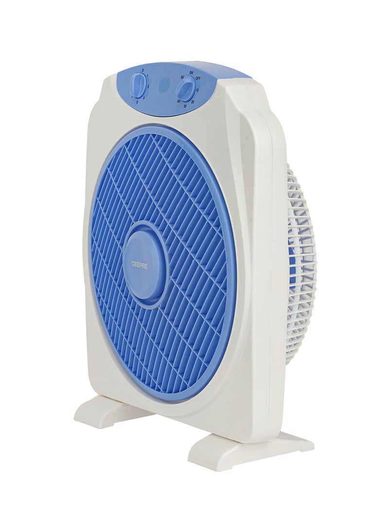 GEEPAS - 12 Inch Powerful Personal 3 Speed Box Fan with Copper Motor, Portable Desk Fan With  Fan Guard, Table Fan for Office and Home, 60 Minutes Timer GF21113N Blue, White - Image 1