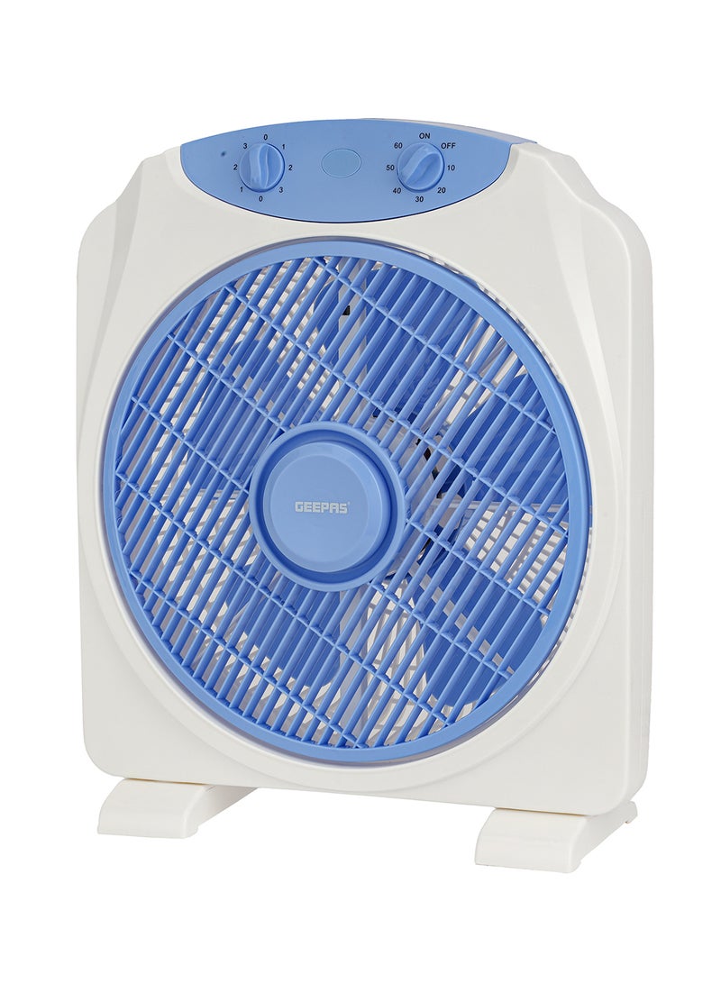 GEEPAS - 12 Inch Powerful Personal 3 Speed Box Fan with Copper Motor, Portable Desk Fan With  Fan Guard, Table Fan for Office and Home, 60 Minutes Timer GF21113N Blue, White - Image 1