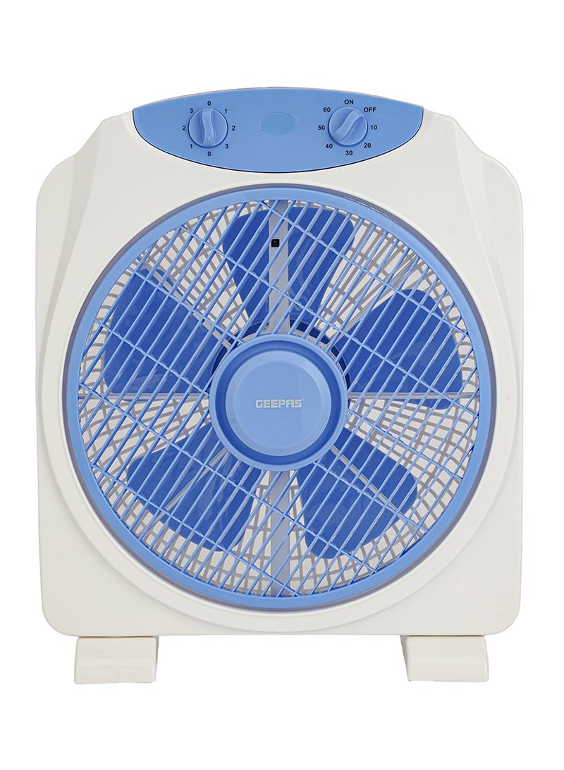 GEEPAS - 12 Inch Powerful Personal 3 Speed Box Fan with Copper Motor, Portable Desk Fan With  Fan Guard, Table Fan for Office and Home, 60 Minutes Timer GF21113N Blue, White - Image 1