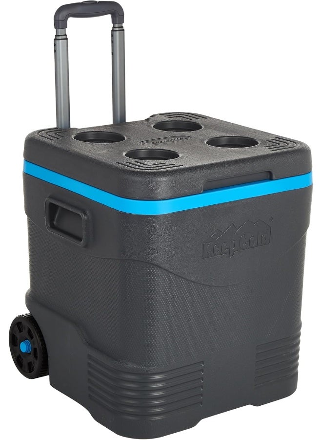 Cosmoplast Keep Cold Plastic Picnic Trolley Icebox Roller Cooler With Wheels 30 Liters Grey 30.0Liters  - Image 1
