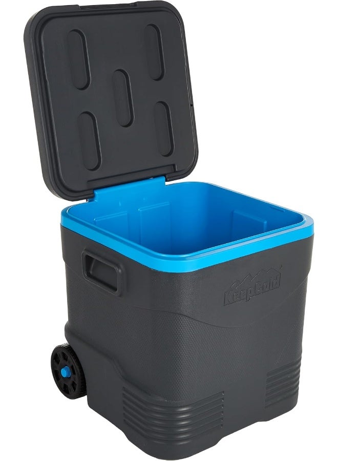 Cosmoplast Keep Cold Plastic Picnic Trolley Icebox Roller Cooler With Wheels 30 Liters Grey 30.0Liters  - Image 2