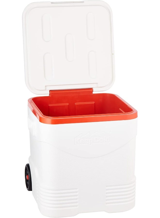 Cosmoplast - Picnic Trolley Keep Cold Icebox Roller Cooler With Wheels  30 Liters  Plastic White 30Liters - Image 1