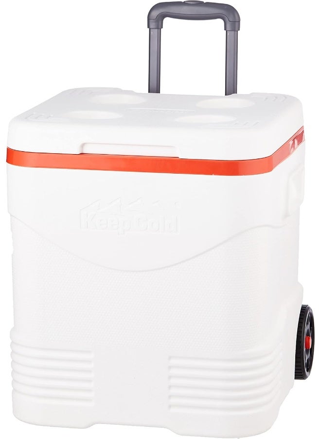 Cosmoplast - Picnic Trolley Keep Cold Icebox Roller Cooler With Wheels  30 Liters  Plastic White 30Liters - Image 1