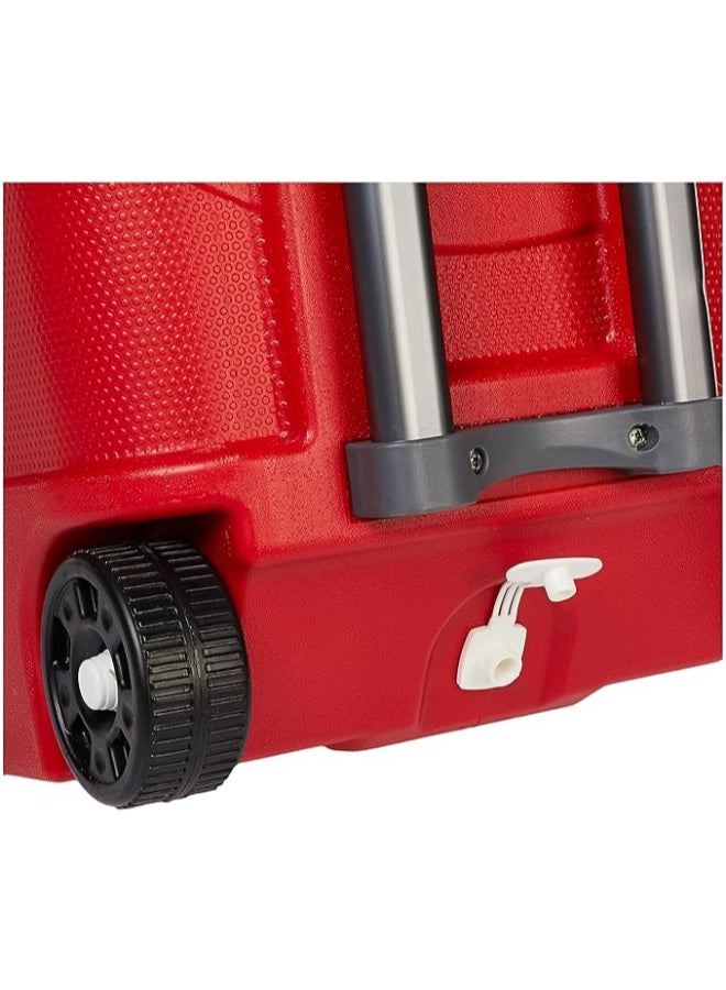 Cosmoplast - Keep Cold Plastic Picnic Trolley Icebox Roller Cooler With Wheels 45 Liters Red - Image 1