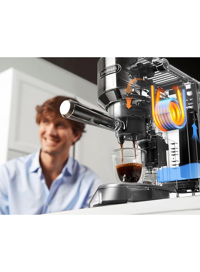 De'Longhi Dedica Coffee Machine, Barista Pump Espresso and Cappuccino Maker, Ground Coffee and ESE Pods can be used, Milk Frother for Latte Macchiato and more 1.1 L 1450 W EC685.M Silver - Image 3