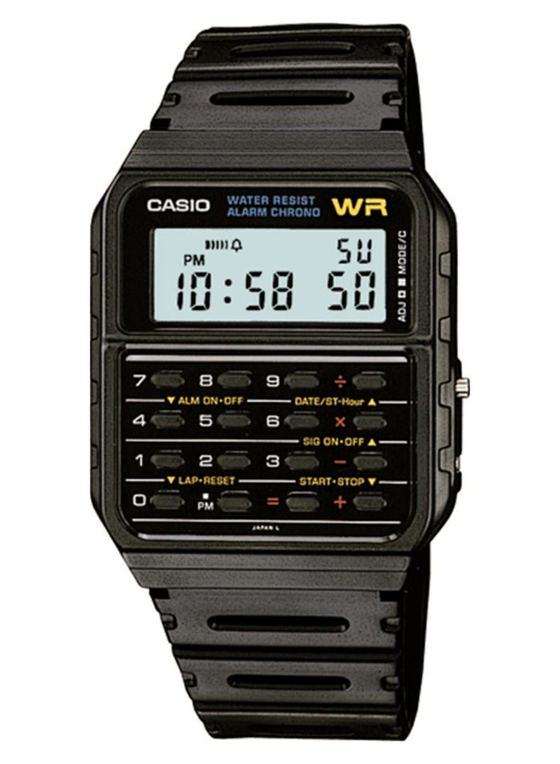 كاسيو ساعة حاسبة رقمية مقاومة للماء طراز CA53W-1 - قياس 35 مم - لون أسود للرجال - Image 1