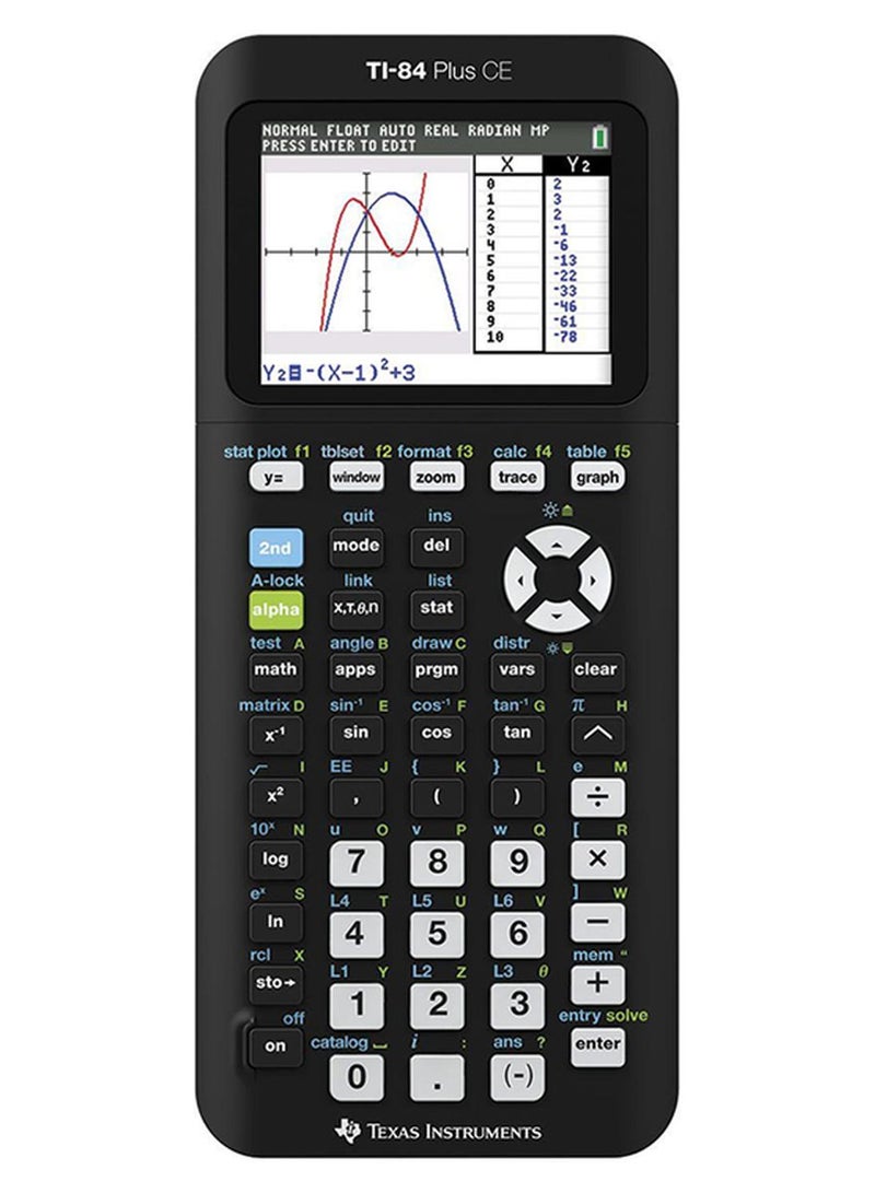 تاكساس إنسترومنتس حاسبة تخطيط بياني طراز Ti-84 Plus CE-T أسود