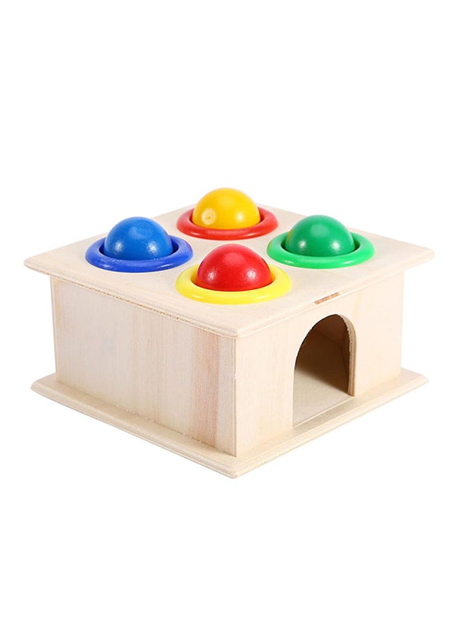 Classic Bright Colourful Grasping Handle Wooden Hammering Ball Game Box For Kids 10x10x10cm - Image 2