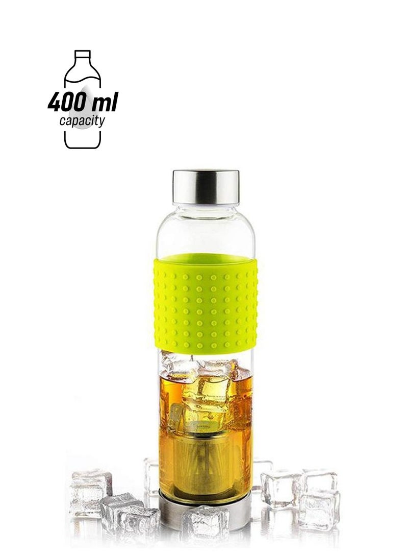 أسوبو زجاجة مياه لنقع الشاي والقهوة المثلجة مصنوعة من الزجاج أخضر 8x8x20سم - Image 1